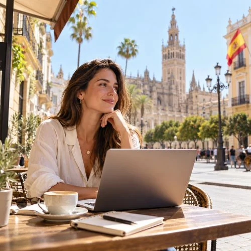 Digital nomad working remotely from Spain